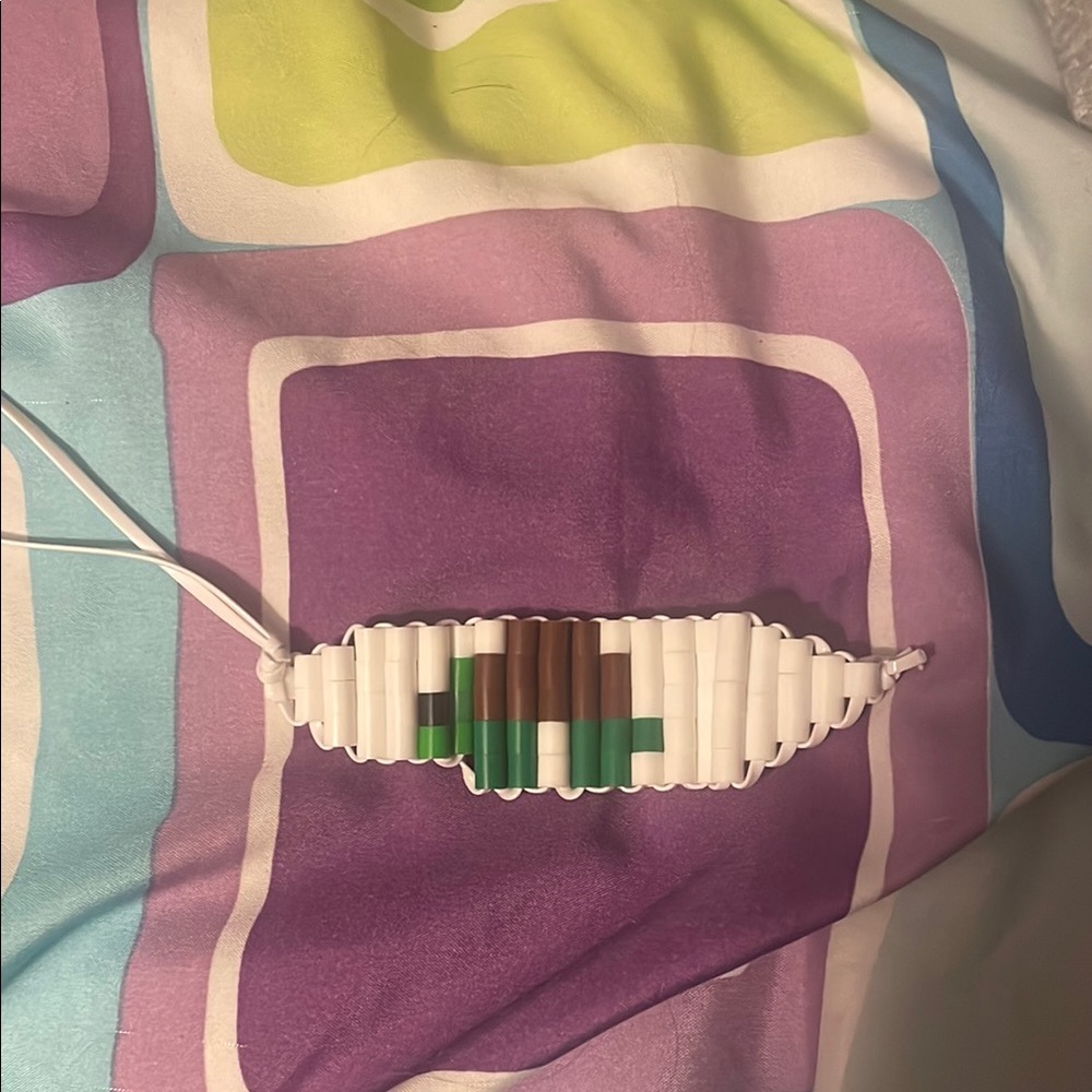 White and Green Beaded Bracelet